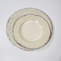 Ensemble d'assiettes et de bols en mélamine 12 pièces-Vaisselle incassable d'extérieur pour camping/pique-nique Design floral abstrait Vente en gros