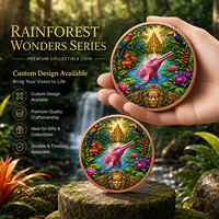 Pièce de monnaie en cuivre 1 oz 999, motif animal de la forêt tropicale, relief 3D, couleur UV inaltérable, art de la biodiversité