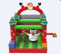Structure gonflable de Noël avec toboggan et parcours d'obstacles, thème Bonhomme de neige, avec souffleur