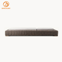 Chaise longue de jardin en rotin de luxe, dossier réglable, coussin blanc à séchage rapide, structure en rotin, pour jardin et villa