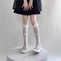 Chaussettes Lolita mignonnes en dentelle extensible, respirantes et à séchage rapide, blanches laiteuses, mi-mollet, pour le printemps et l'été