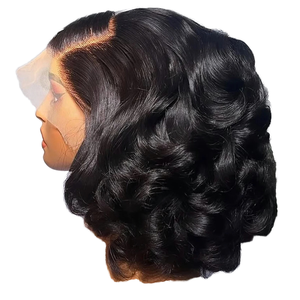 Peluca Bob con Línea de <span class=keywords><strong>Cabello</strong></span> Natural Pre-depilada, <span class=keywords><strong>Cabello</strong></span> Remy HD para Encaje, 180% de Densidad, <span class=keywords><strong>Cabello</strong></span> Brasileño Sedoso, Más Grueso, <span class=keywords><strong>Ondulado</strong></span>, con Baby Hair, Frente de Encaje - Product Image 1