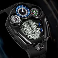 Reloj Deportivo de Lujo para Hombre OEM, Esfera Grande Ahuecada, Resistente al Agua, Movimiento de Cuarzo Transparente, Caja de Acero Inoxidable