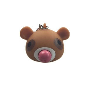 Fancy Dễ Thương Nhựa Mềm PVC 3D Động Vật Gấu Gấu Trúc Con Hổ Bóp Pop Mũi Keychain Vòng Chìa Khóa - Product Image 3