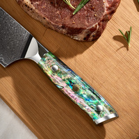 Couteau Nakiri japonais au design original, en acier Damas 67 couches, fait main, manche en résine d'ormeau, couteau de cuisine tranchant pour légumes