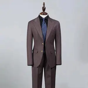 Customized Small Amount Of Men's Woollen Cloth Print Slim Men's Korean Suits British Retro Suits