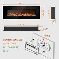 Luxstar Cheminée électrique murale de 50 pouces avec télécommande Chauffage ménager décoratif