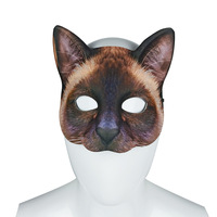 Karnaval Halloween Topeng Digital Printing Motif Hewan Kucing untuk Pasokan ODM