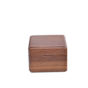 Walnut And Beech Wood <b>Ring</b> <b>Box</b> Square Jewelry Storage <b>Box</b> For Engagement Wedding <b>Rings</b> Red Velvet Lining - Product Image 5