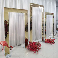 Arche de mariage 2D de luxe, toile de fond de scène, ensemble de 3 pièces, arche en acier inoxydable doré brillant pour la décoration de mariage