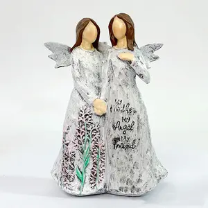 2022 intagliato a mano mom and me decor angolo statua festa della mamma sorelle angelo ornamenti in resina regalo