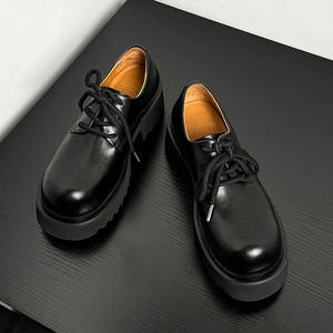 Zapatos de Hombre Negros de Cuero Vacuno Genuino con Aumento de Altura, Suela Gruesa Premium Original, Transpirables, Punta Redonda, Casuales - Product Image 2