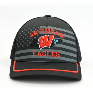 Gorra Trucker con Panel Frontal a Rayas, Logotipo Bordado Personalizado, Ribete en el Borde, Parte Trasera de Malla, Ajustable, para Deportes de Equipo - Product Image 5