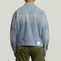 Veste en jean bleu clair de haute qualité sur mesure OEM, veste en jean rétro pour hommes