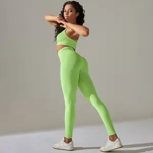 Trainings kleidung Frauen Nahtlose Yoga Sporta nzüge Laufen Sport bekleidung Sport BH Top Hohe Taille Fitness Leggings 2-teiliges Fitness-Set