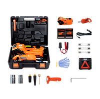 Kit de cric électrique pour voiture 3 tonnes 12V DC - hauteur de levage 12-35 cm, cric portable avec marteau de sécurité