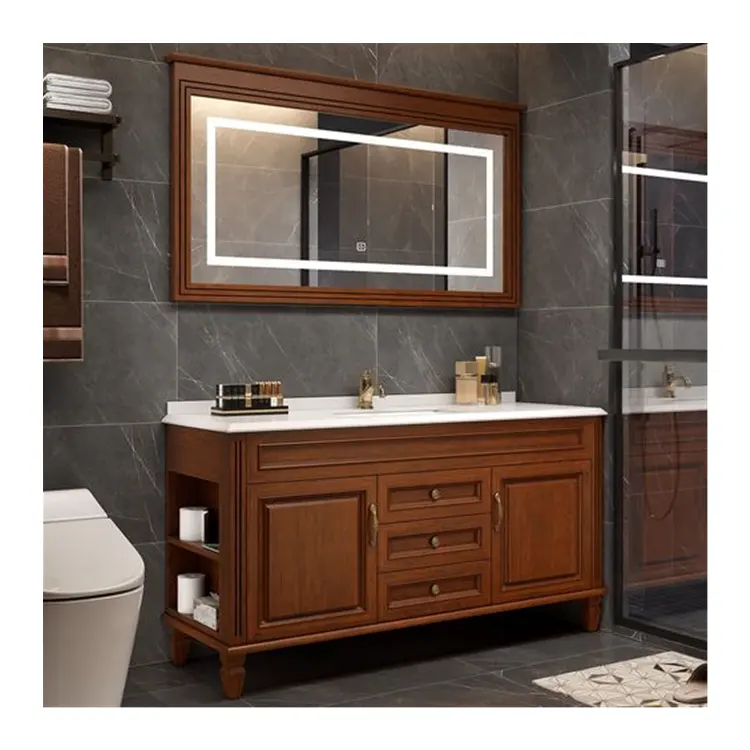 Armoire de toilette de maquillage étanche pour salle de bain Royal Classic de luxe avec comptoir en marbre