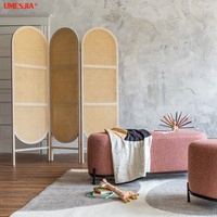 Paravent en rotin naturel avec cadre en bois moderne, paravent pliable