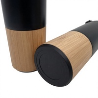 Thermos portable ergonomique en acier inoxydable, mug isotherme sans BPA avec coque en bambou