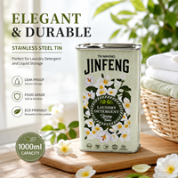 Boîte en métal rectangulaire personnalisée pour lessive liquide, conteneur d'emballage rechargeable imprimé pour détergent