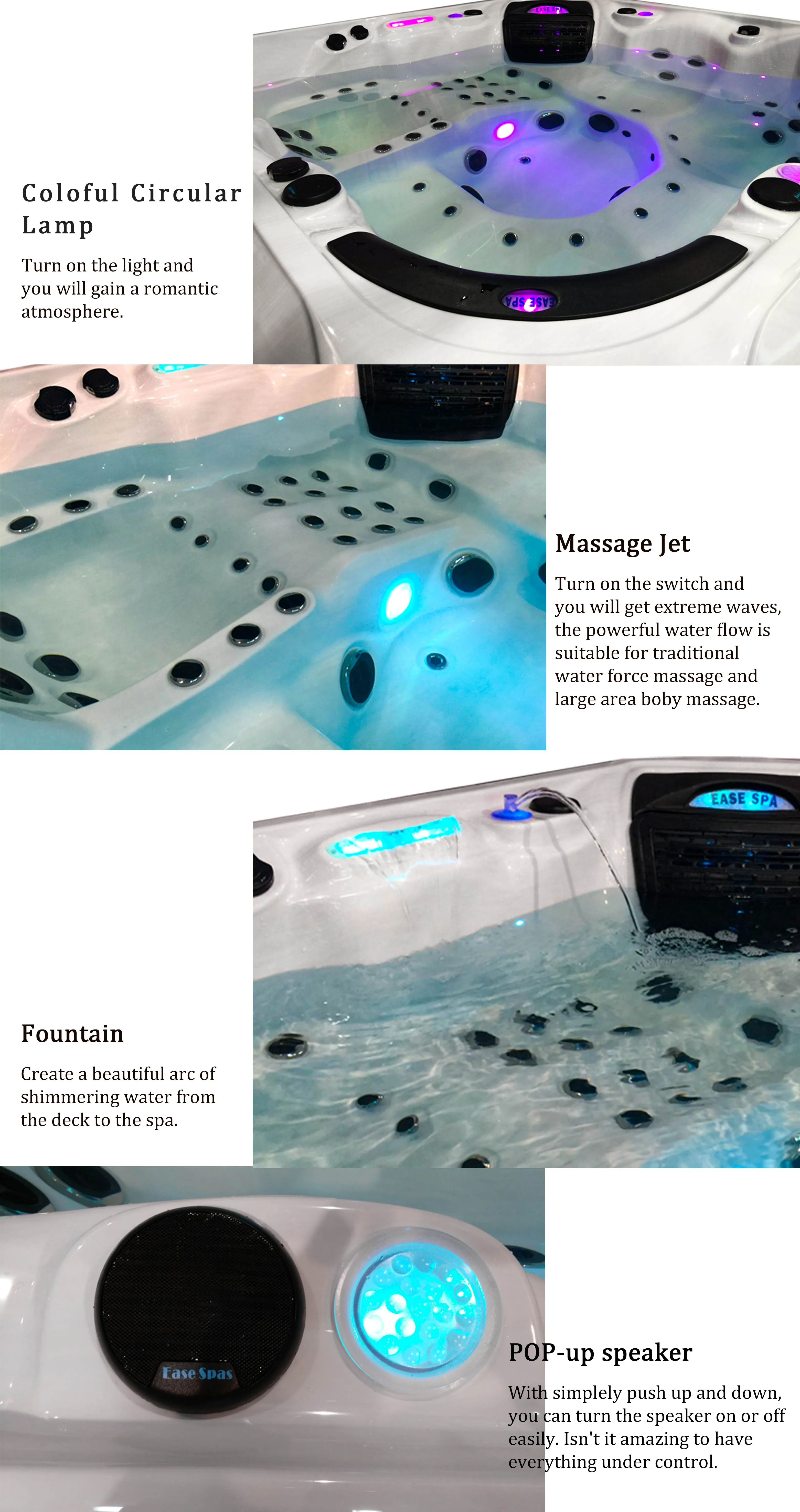 6 Persons Family Acrylic Outdoor Spa Hot Tub inground Bath Tub Spa Pool 3