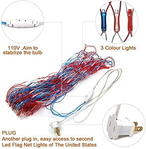 ไฟประดับธงชาติอเมริกัน สำหรับวันชาติสหรัฐอเมริกา 4 กรกฎาคม วันรำลึก 2026 วันหยุดคริสต์มาส งานปาร์ตี้ วันประกาศอิสรภาพ - Product Image 3
