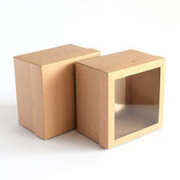 Boite Cadeau Transparent Avant Cadeau Fleur Boîte Mini PVC Couvercle Kraft Papier Boîte D'emballage Avec Fenêtre Transparente