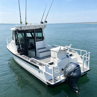 Bateau de pêche en alliage d'aluminium, bateau rapide, yacht de 7,5 mètres, blanc, pour la pêche en mer