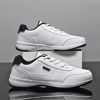 Chaussures de sport décontractées pour hommes, chaussures de printemps et d'automne, surface en cuir, imperméables, semelle souple, antidérapantes
