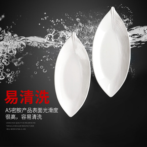A5 <b>melamine</b> imitation ceramic white rectangular fish <b>plate</b>, plastic waist-shaped <b>plate</b>, shallow <b>plate</b>, chopped chili fish head, - Product Image 4