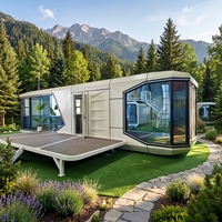 Capsule spatiale intelligente préfabriquée sur mesure, maison de luxe panoramique mobile pour glamping, cabane pour hébergement touristique, hôtel de vacances en bord de mer