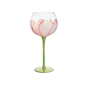 new arrival handpainted flower colorful Crystal Glass red wine cup goblet wine glass