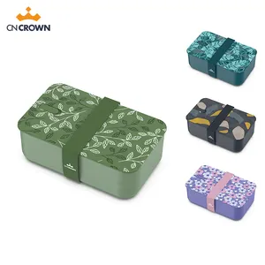 Custom Logo Plastic Food Storage Containers With Lids Leakproof Printed Adult Bento Lunch Box