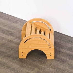 Reposapiés de madera debajo del escritorio Rodillo masajeador de pies de bambú Reposapiés ajustable para oficina - Product Image 4