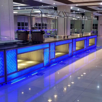 OKEY Meilleures ventes : Comptoirs mobiles lumineux à LED pour buffets et stations de service, comptoirs de restaurant avec plateau en marbre et roulettes