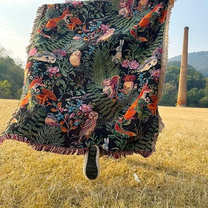 Thấp Moq Tùy Chỉnh Phim Hoạt Hình Mô Hình Jacquard Chăn Vibrant Động Vật Nghệ Thuật Dệt Chăn Với Hoa Và Vui vẻ Nhà Máy Thiết Kế - Product Image 2