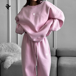 Completo da donna oversize rosa casual con felpa e joggers, <span class=keywords><strong>tuta</strong></span> sportiva 2 pezzi per il tempo libero e la palestra - Product Image 2