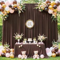 Rideaux de fond marron en polyester infroissable, 2 panneaux, pour décorations de fête, mariage, baby shower, anniversaire