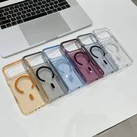 Coque de téléphone portable de luxe ultra-fine anti-jaunissement en acrylique rigide ultra-transparent avec anneau magnétique pour charge sans fil et antichoc pour