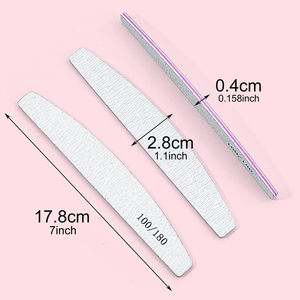 Plastic Half Moon <b>Nail</b> <b>Files</b> Double Sided Gray Sandpaper Emery Board Custom Logo for Salons - Product Image 3