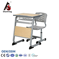 Table d'étude simple moderne et robuste avec cloison, ensemble bureau et chaise pour élèves, idéal pour les salles de classe du primaire - Vente en gros
