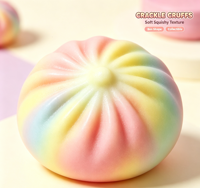 Crackle Fbuff Jouet Squishy en forme de Boulette Vapeur, Aliment de Simulation Coloré, Doux à Presser, Anti-stress, Jouet Sensoriel Fidget pour la Décompression, Cadeaux