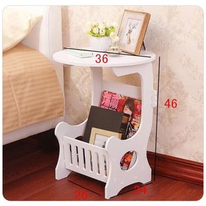 Mini Round Bedside Table White Wood <b>Storage</b> <b>Cabinet</b> Coffee Table <b>Bedroom</b> Side Table - Product Image 3