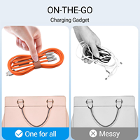 Kabel pengisian daya Multi 3 dalam 1 12W USB-C, kabel pengisian daya cepat, kabel Universal untuk perangkat IOS, USB mikro & tipe-c