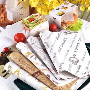 Quantité minimale de commande personnalisé imprimé papier ciré graisse preuve Sandwich Burger Wrap de qualité alimentaire