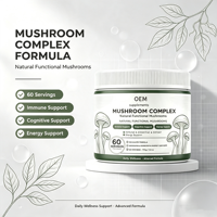 Complexe de champignons naturels OEM, poids net 170g, 60 portions, pour le soutien immunitaire, cognitif et énergétique, complément alimentaire