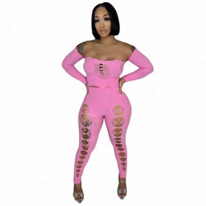 <span class=keywords><strong>Tuta</strong></span> Sexy da Donna <span class=keywords><strong>in</strong></span> <span class=keywords><strong>Pizzo</strong></span> Traforato a Vita Alta con Maniche Corte, Pezzo Unico - Product Image 2