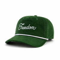 Gorra de Béisbol Retro Verde Personalizable con Logotipo Bordado, Estilo Vintage de 5 Paneles, de Pana con Cuerda, para Exteriores, Venta al por Mayor de Fábrica