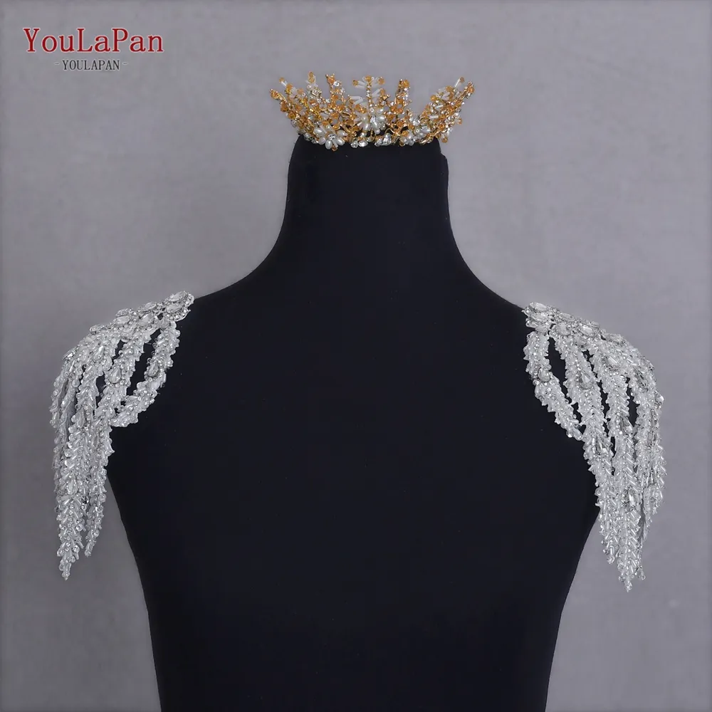 Youlapan SP66 robe à épaulettes faite à la main chaîne d'épaule perle strass frange Patch vêtements Application décorative tissu PVC