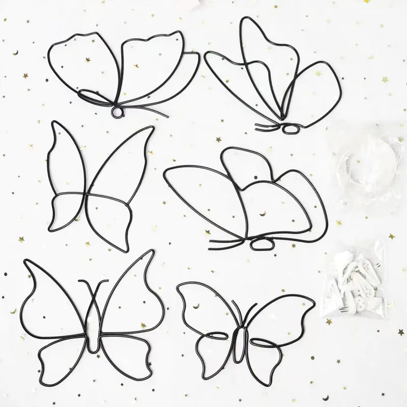 Custom Cute Wall Decor House Iron Butterfly Set Metal Wall Art Home Decor Bedroom Wall Hanging Decoration
